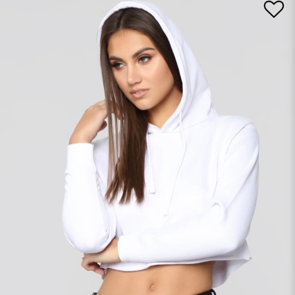 Cropped white hoodie